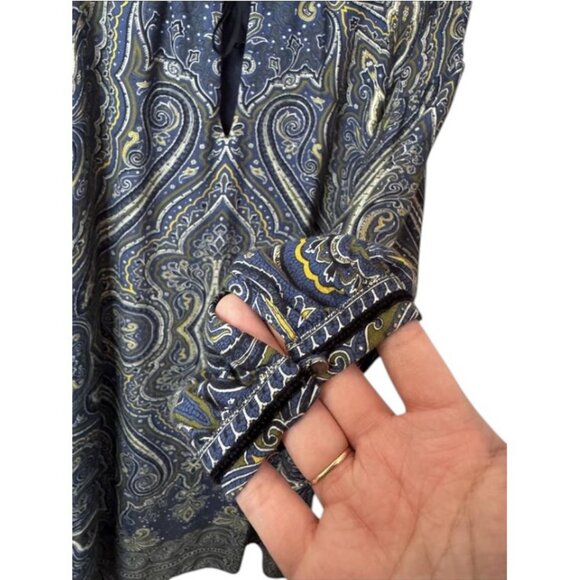 Massimo Dutti blue paisley print tunic mini dress size L - Picture 10 of 14